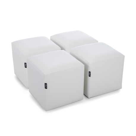 Pack 4 und | Puff Cube 40x40 - Polipiel Blanco