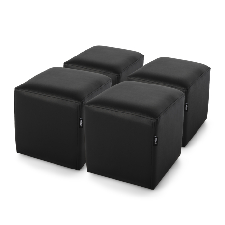 Pack 4 und | Puff Cube 40x40 - Polipiel Negro
