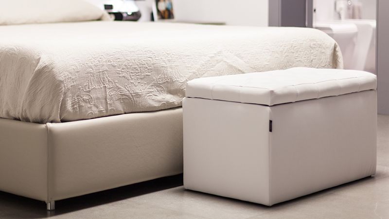 Puff grande Joy blanco y gris - Puffs - Muebles de dormitorio